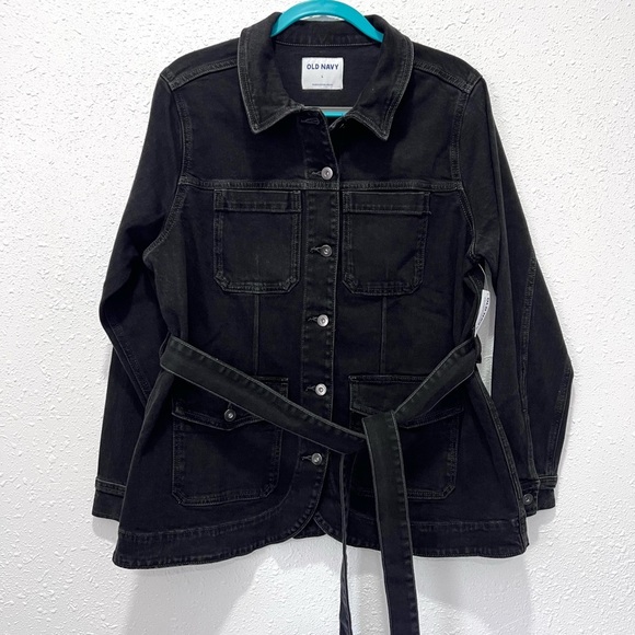 Old Navy Black Jean Jacket‎ Classic Denim Style L - Picture 2 of 8
